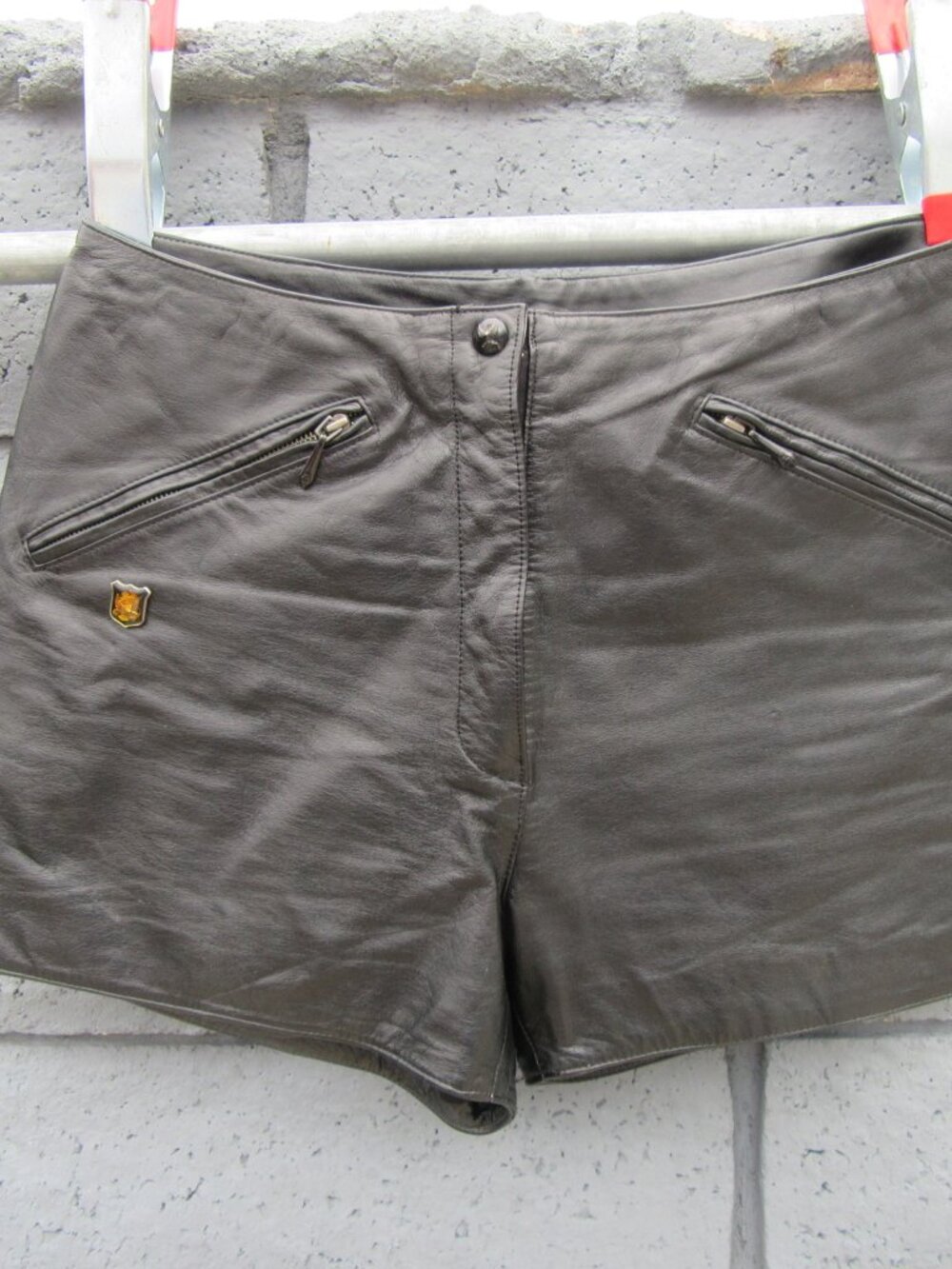 Harley Davidson Motorcycle Genuine Leather Black Biker Shorts Women's Size 38/10